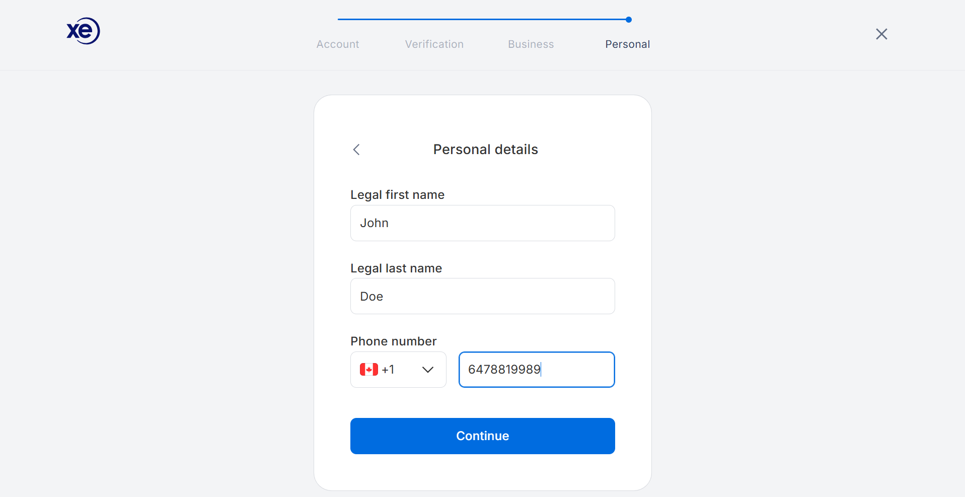 Personal details step