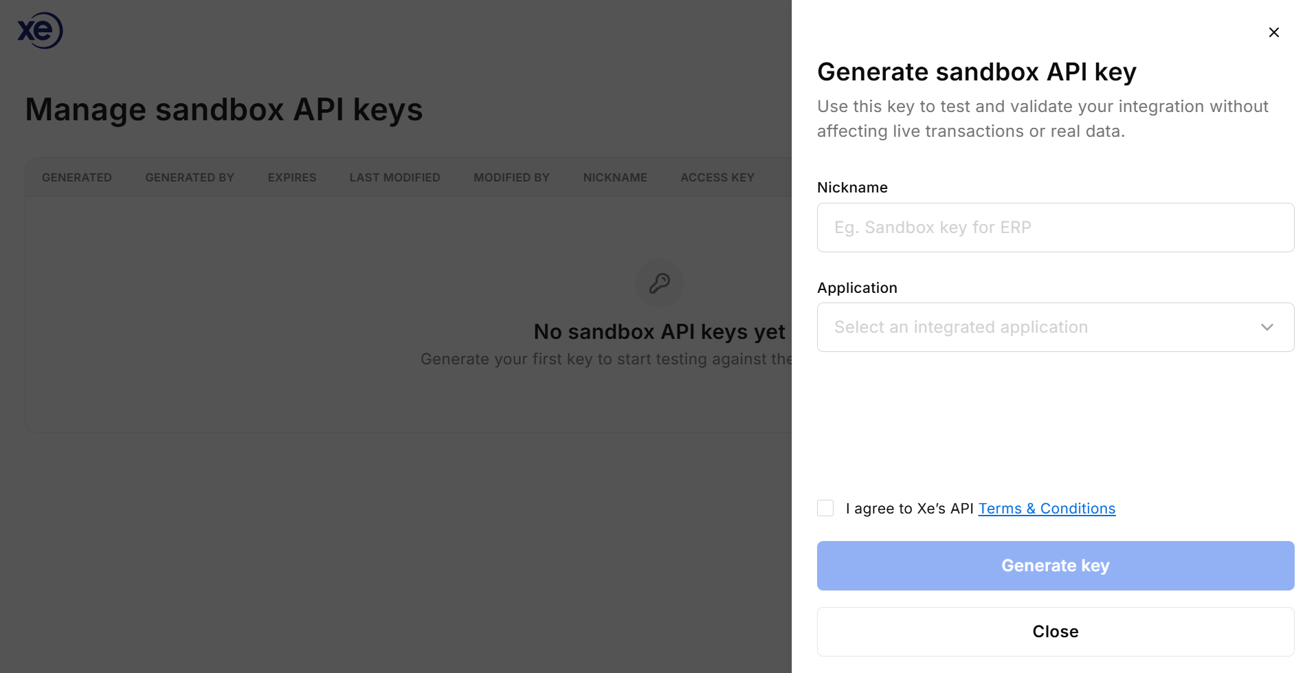 Manage API Keys step 2